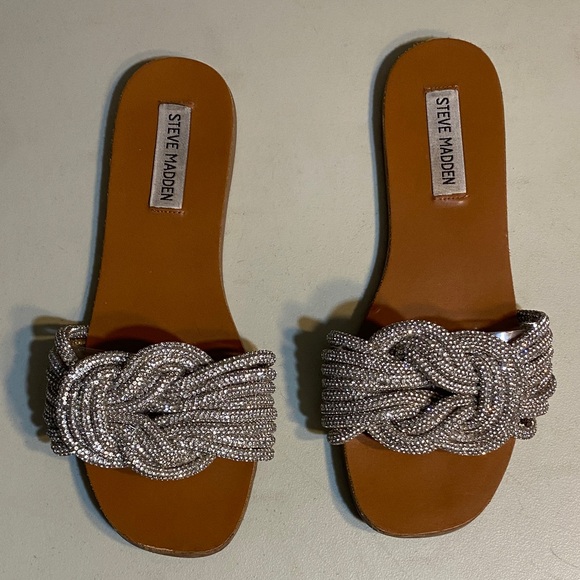 Steve Madden Shoes - Steve Madden Silver Beaded Slide Sandals